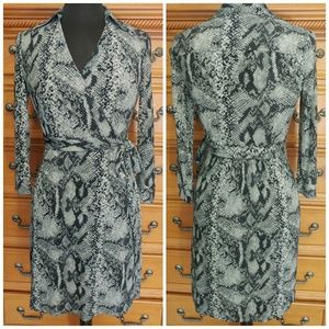 New York & Company Faux Wrap Snakeskin Print Dress